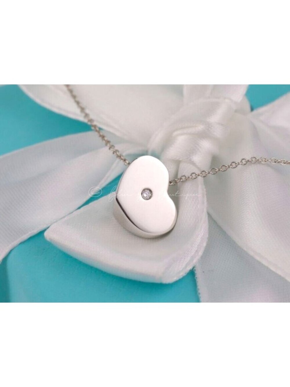 Tiffany & Co. Paloma Picasso Vintage Modern Heart Diamond Necklace Silver 16"